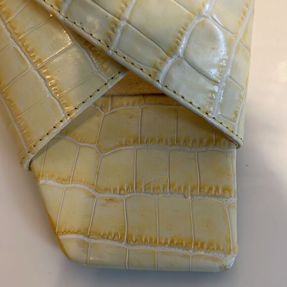 L’intervalle Yellow Croc Embossed Leather Block Heel Sandals Size 40 - Picture 9 of 13